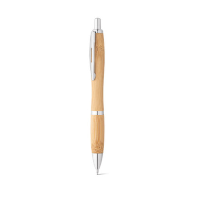 NICOLE. Bamboo ball pen with clip and metal trim